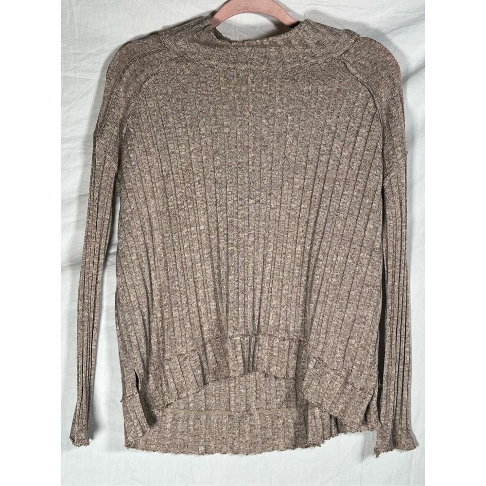 Free People Women’s Mock Neck Ribbed Pullover Sweater Taupe Size XS